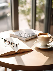 咖啡背景图片_咖啡暖阳书本休闲生活背景素材