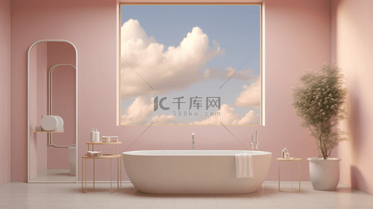 浴室台背景图片_3D立体家庭浴室简约图片背景图11