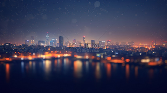 梦幻夜幕背景图片_梦幻夜幕下的城市背景图
