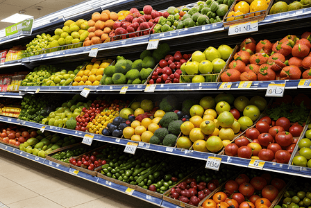 超市果蔬区蔬菜水果摆放图4图片
