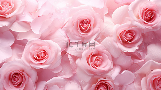 情人节背景图片_粉色玫瑰花瓣平铺背景