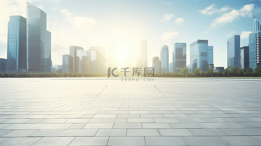 商务背景图片_现代广场和摩天大楼背景