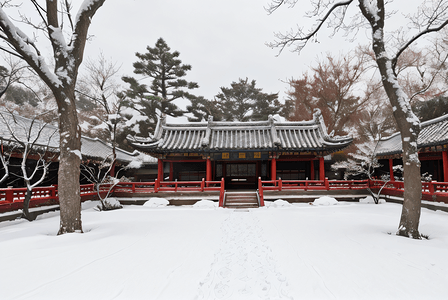 冬天庭院积雪摄影图8