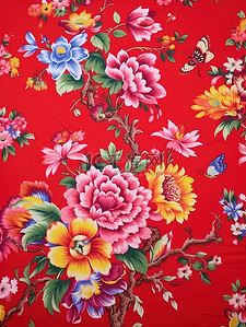 东北花棉袄背景花卉设计