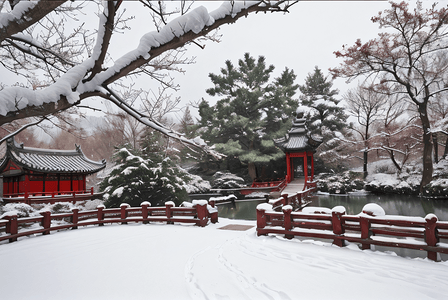 冬天庭院积雪摄影配图7