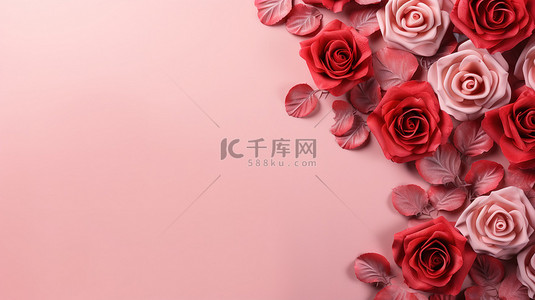 情人节花框配玫瑰素材