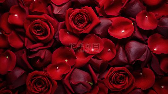 红玫瑰花瓣平铺图素材