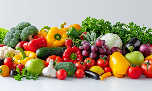 蔬果汁摄影照片_不同水果和蔬菜的蔬菜水果堆
