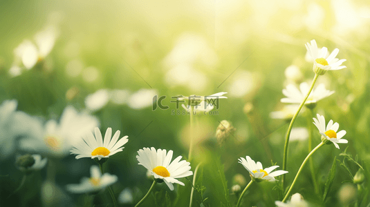 白花背景图片_春天里绿色草坪上小雏菊开放的背景图10