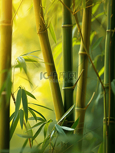 春天森林山上绿色竹子的背景图17