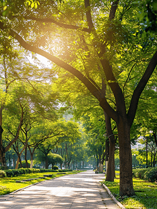 阳光下的城市公园美景