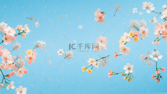 蓝色文艺清新小碎花背景14