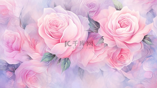 清新春天粉色水粉质感玫瑰底纹设计图
