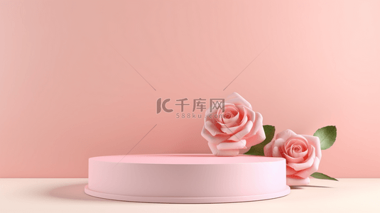 粉色春季美妆电商促销展台11背景图