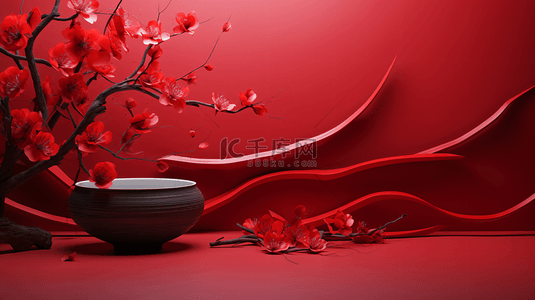 春节中式喜庆红色背景3