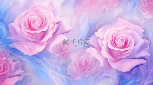 新春背景图片_清新春天蓝粉色水粉质感玫瑰底纹背景图片