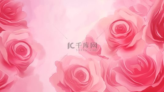 清新春天粉色水粉质感玫瑰底纹背景图