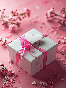 情侣白色背景图片_情人节白色心形礼品盒背景图