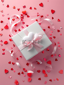 白色心背景图片_情人节白色心形礼品盒背景图片