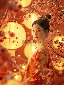 古装背景图片_中国中式古风灯笼下穿古装的女子背景图12