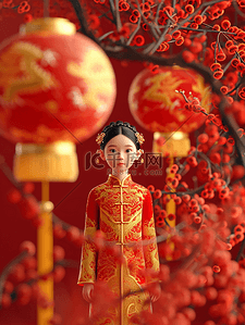 古装背景图片_中国中式古风灯笼下穿古装的女子背景图10
