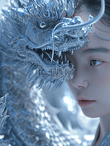 大气背景图片_3D立体青花瓷中国春节龙年女孩的背景图4
