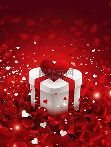 情人节白色心形礼品盒背景图片