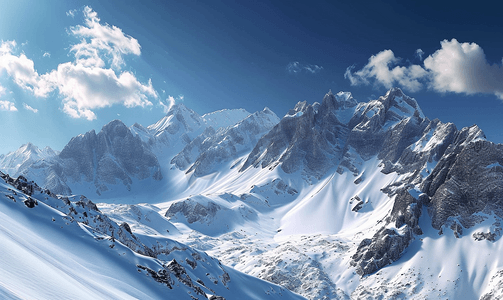 自然风景摄影照片_自然风景雪山的全景视图