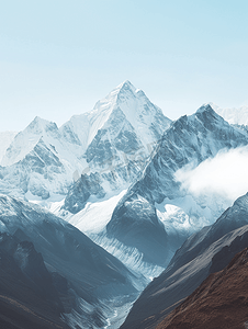 自然风景雪山的全景视图