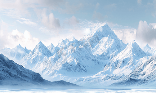 自然风景雪山的全景视图