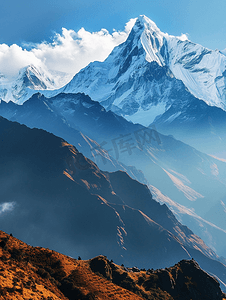 自然风景雪山的全景视图