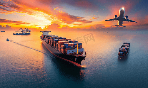 国际摄影照片_物流国际集装箱船舶货物货机