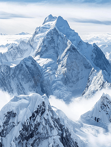 自然风景雪山的全景视图