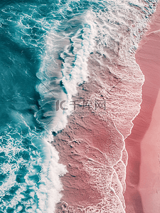 航拍俯视大海沙滩浪花的场景图15图片