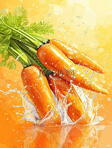 红萝卜背景图片_蔬菜胡萝卜水花飞溅图片