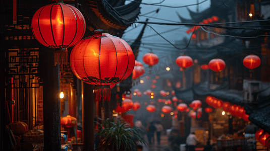 春节街景灯笼装饰