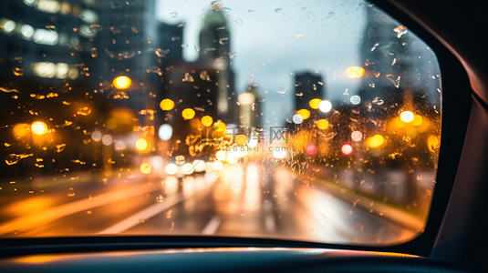 雨夜背景图片_车窗城市雨夜灯光图片