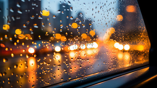 雨背景图片_车窗城市雨夜灯光背景图