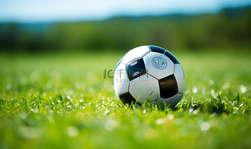 简约足球背景背景图片_草地上的一只足球简约写实背景