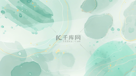 水彩渐变背景图片_青绿色抽象水彩鎏金晕染金线纹理6背景