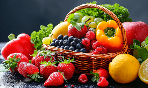 水果草莓摄影照片_富含维生素的蔬果浆果水果