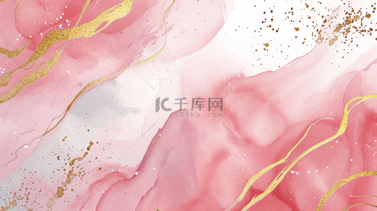 清新粉色抽象水彩鎏金晕染金线纹理12图片