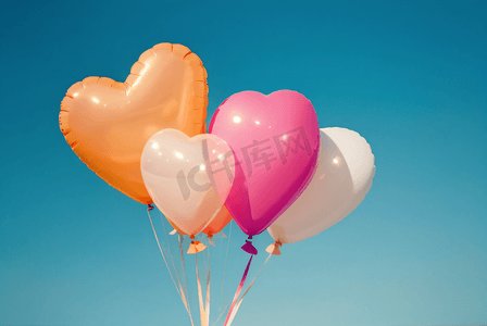 情人节浪漫爱心气球摄影图