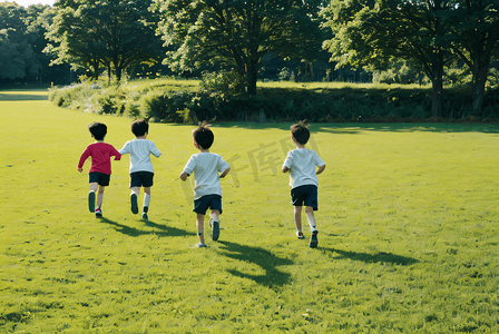小孩奔跑摄影照片_阳光下奔跑的孩子摄影照片7