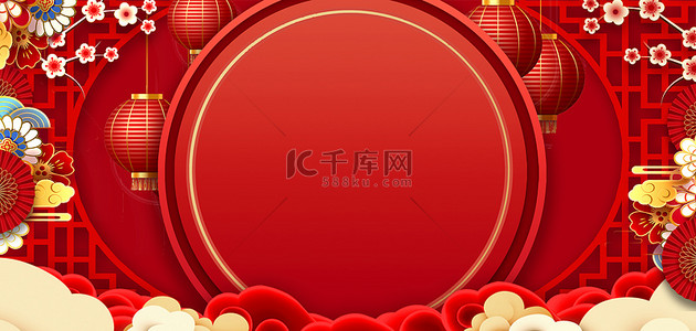 红色复古灯笼背景图片_龙年灯笼红色复古节日背景