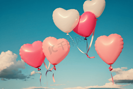 爱心盒饭摄影照片_情人节浪漫粉色气球摄影配图8