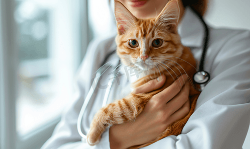 抱猫医生摄影照片_女性宠物医生抱着布偶猫咪