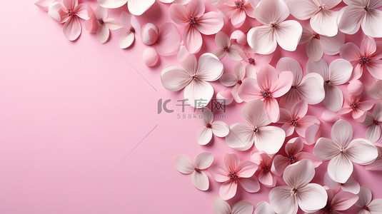 剪纸花朵边框背景图片_剪纸花朵粉色背景
