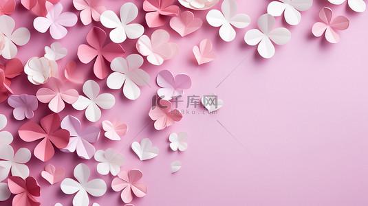 剪纸花朵粉色背景