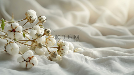 棉布织物上的棉花背景素材